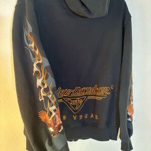 Harley-Davidson Cafe Las Vegas Black Zip-Up with Orange Flame Accents